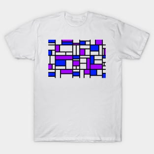 Abstract mosaic pattern grid with random colours blue and purple - illustration T-Shirt